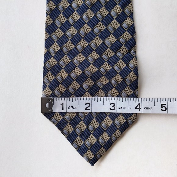 Jimmy V Steve Kerr Collection Geometric Checkered Silk Necktie 4 x 57 - Picture 6 of 9